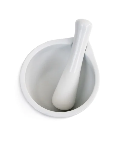 Bílá porcelánová třecí miska a tlouček — Stock fotografie