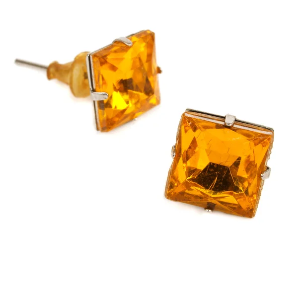 Boucles d'oreilles en verre jaune — Photo