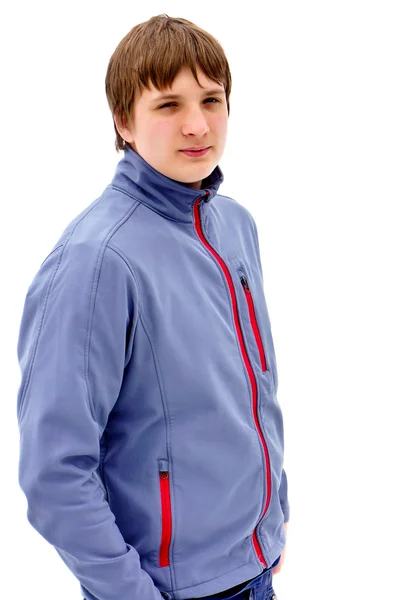 Porträtt av en ung kille i en jacka — Stockfoto