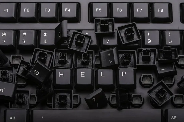 Black Keyboard Help Concept — Stock Photo, Image