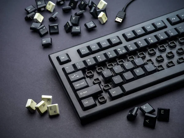 Black Keyboard Fake News Concept — Stock Photo, Image