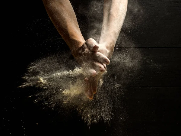 Hands White Dust Splash — Fotografia de Stock