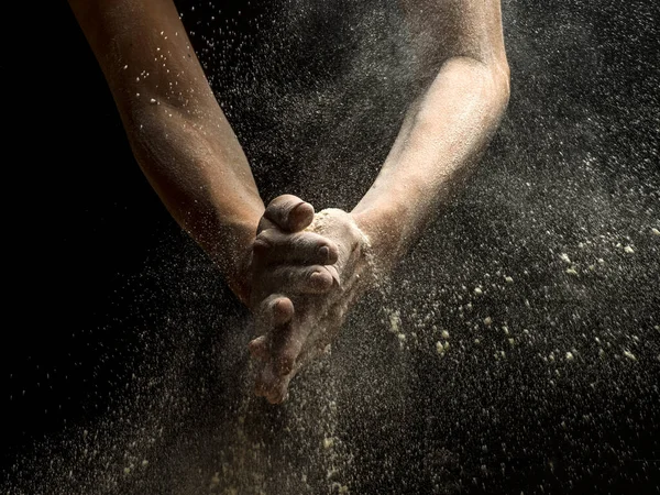 Hands White Dust Splash — Fotografia de Stock