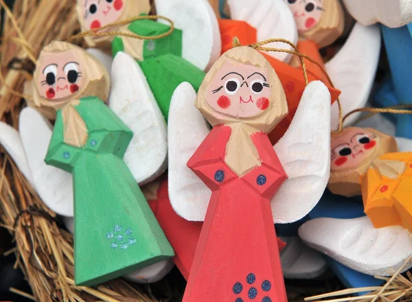 Woody, hand colored angels figures — Stock Photo, Image
