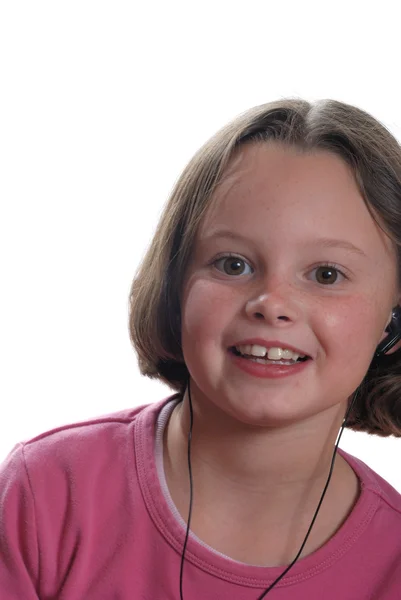 Girl listening to mp3 player — Stock Photo, Image