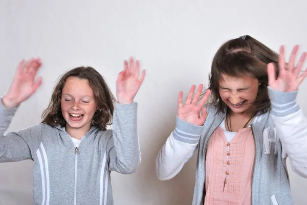 Sisters squabbling gently — Stock Photo, Image