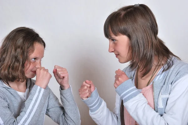 Sisters squabbling gently — Stock Photo, Image