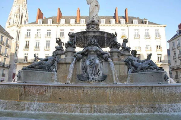 Fontána Place Royale Nantes — Stock fotografie