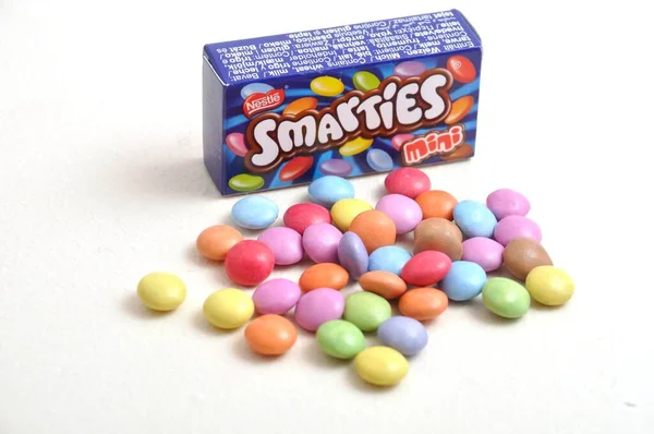 Smarties Cukorka Fehér — Stock Fotó