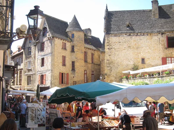 Sarlat Caneda Mercado Dordogne Verão — Fotografia de Stock