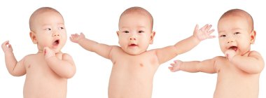 birden fazla poz ve İfadelerde Asya bebek
