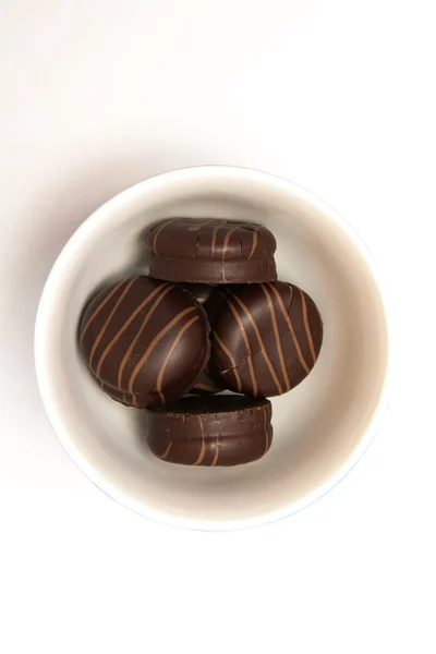 Sweet cake with chocolate on plate — Stock Photo, Image