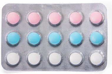 çok renkli tablet bir blister