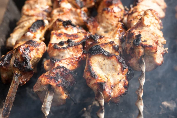 М'ясо на грилі на шампурі — стокове фото