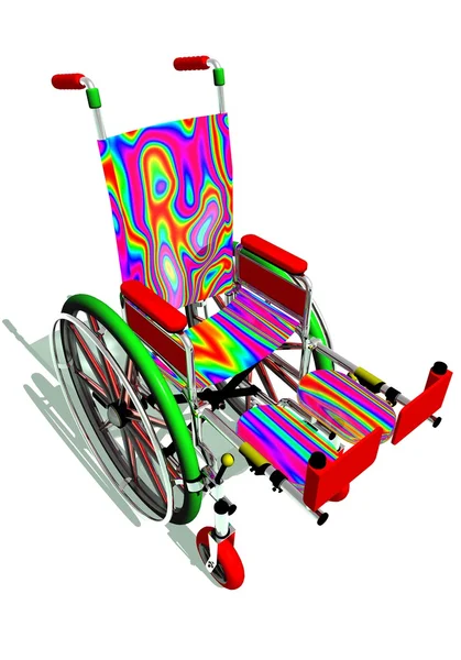 Αστεία πολύχρωμο αναπηρική καρέκλα — Φωτογραφία Αρχείου