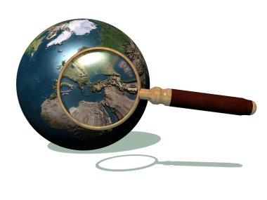Magnifier and earth clipart