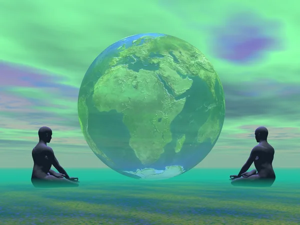 Grüne Meditation für die Erde — Stockfoto