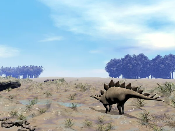 Stegosaurus procurando água — Fotografia de Stock