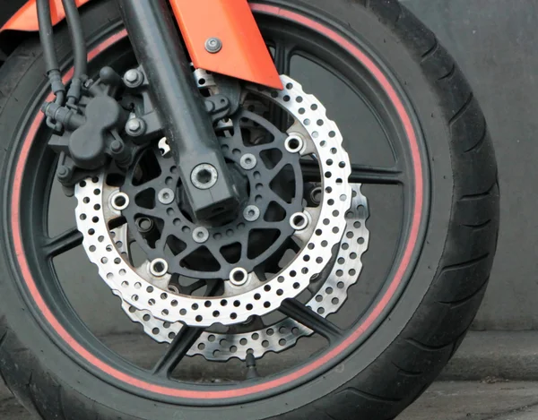 Front wheel of a motorbike — Stock Photo, Image