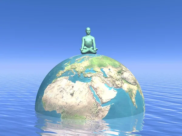Meditation for earth - 3D render — Stock Photo, Image