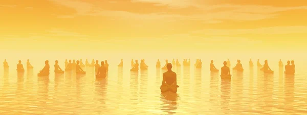 Meditação para todos - renderização 3D — Fotografia de Stock