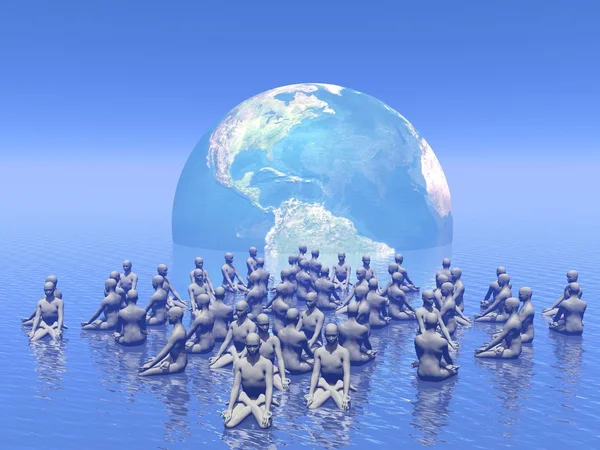 Meditation for earth - 3D render — Stock Photo, Image