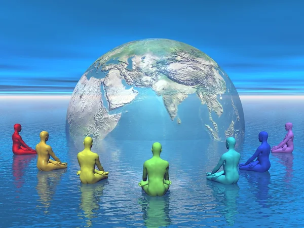 Meditazione chakra per la terra - rendering 3D — Foto Stock