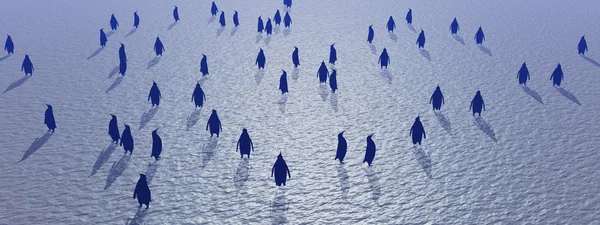 Popolazione pinguino - rendering 3D — Foto Stock