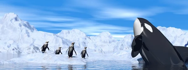 Meeting among icebergs - 3D render — Stock Photo, Image