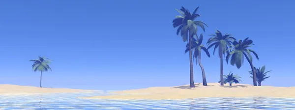 Paradiesinsel - 3D-Darstellung — Stockfoto