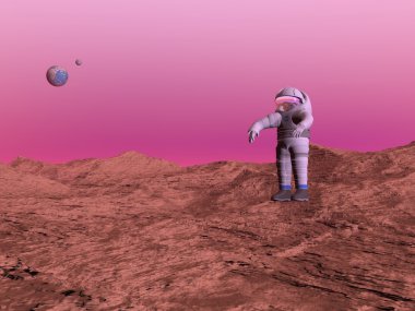 ilk man on mars gezegeni - 3d render