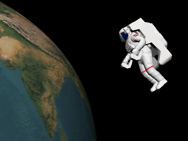 宇宙飛行士地球 3 d レンダリングを見て — ストック写真