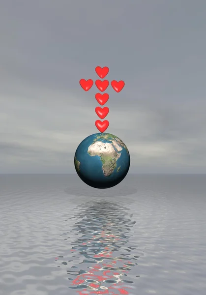 Fé de amor na terra - renderização 3D — Fotografia de Stock