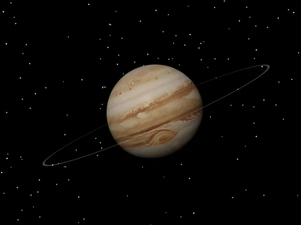 Jupiter Planet und sein unbekannter Ring in der Nacht - 3D-Darstellung — Stockfoto