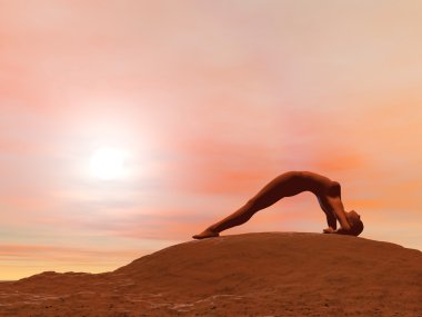 yukarı bakacak şekilde poz, Dag reset viparita dandasana - 3d render