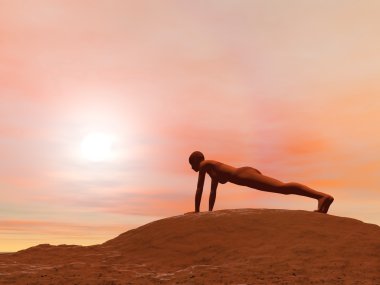 tahta poz, adho mukha dandasana - 3d render