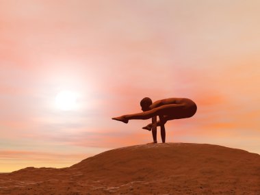 yangın uçmak poz, tittibhasana - 3d render