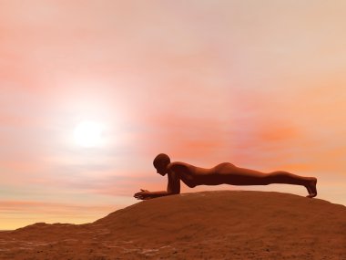 Yunus tahta poz, makarasana - 3d render