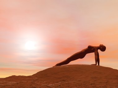 yukarı doğru tahta poz, purvottanasana - 3d render