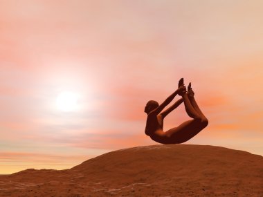 yay poz, dhanurasana - 3d render