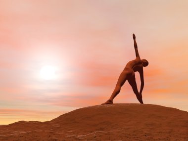 üçgen poz, trikonasana - 3d render