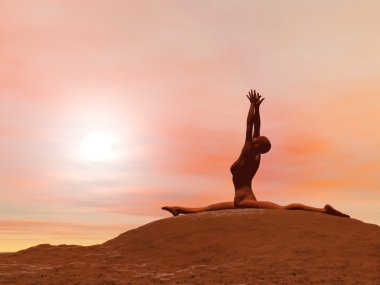maymun poz, hanumanasana - 3d render