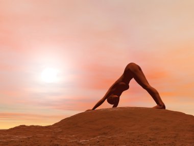aşağı doğru bakan köpek poz adho mukha svanasana - 3d render