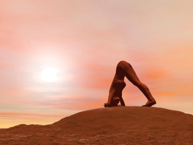 Yunus poz, makarasana - 3d render