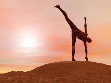yarım ay poz, ardha Chandrasana'dan - 3d render