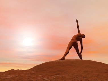 üçgen poz, trikonasana - 3d render