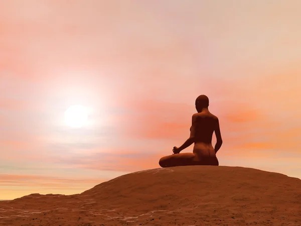 Meditation pose, padmasana - 3D render — Stock Photo, Image