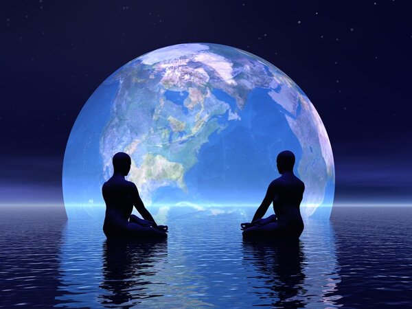 Méditation pour la terre - rendu 3D — Photo