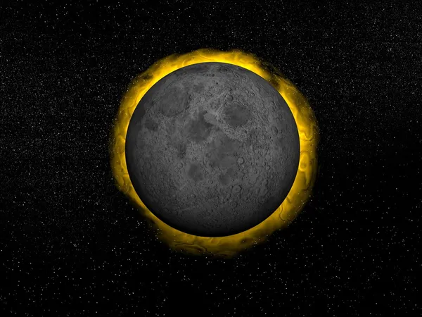 Eclipse total do sol - renderização 3D — Fotografia de Stock