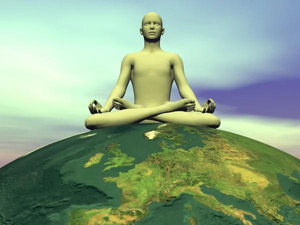 Meditation für die Erde - 3D-Darstellung — Stockfoto